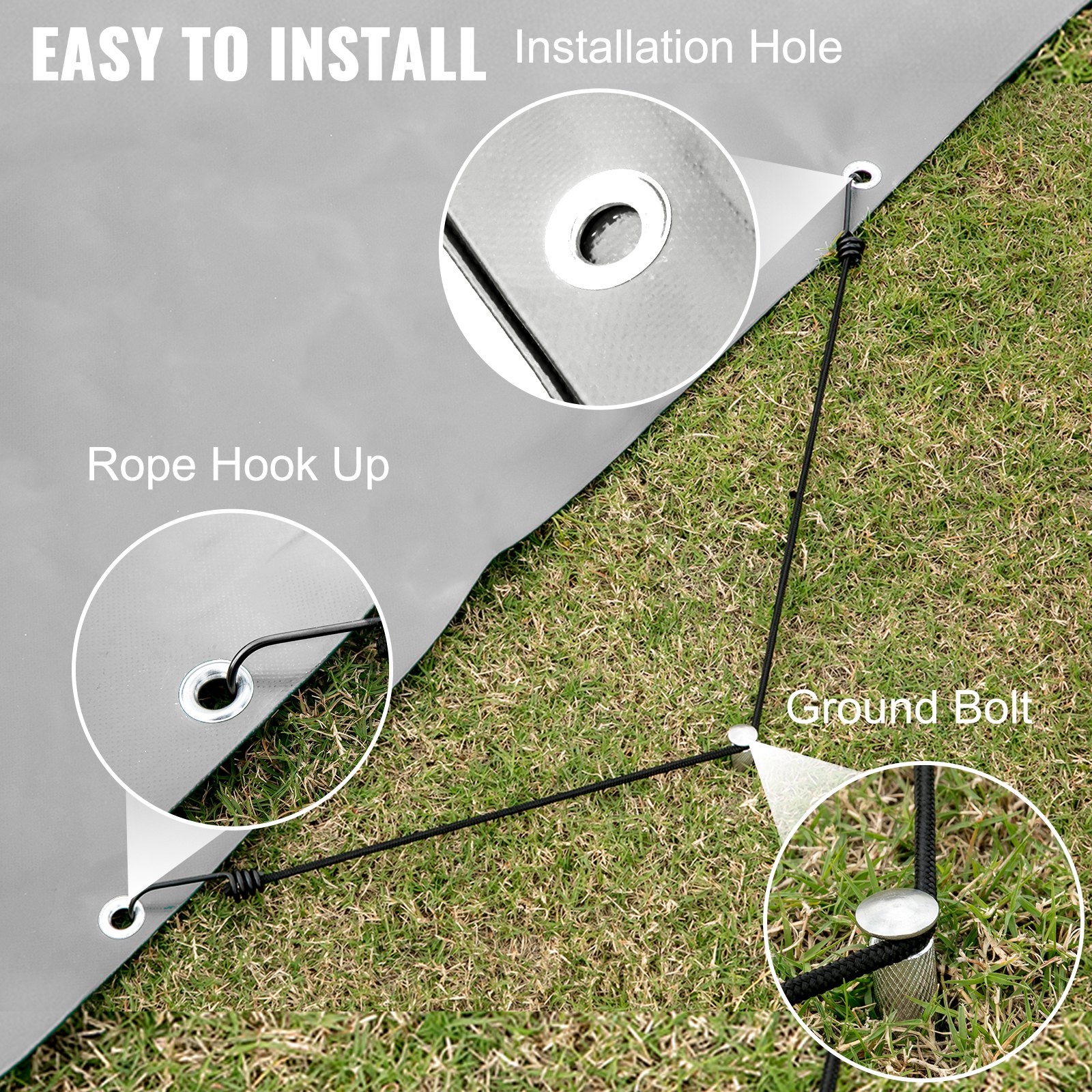 Vevor Pool Abdeckplane Winterabdeckplane 5 M Kreisförmige Poolüberdachung Grau