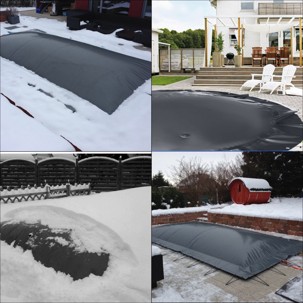 Vevor Aufblasbare Poolabdeckung Abdeckplane Winterabdeckplane 6 X 3 M Anthrazit