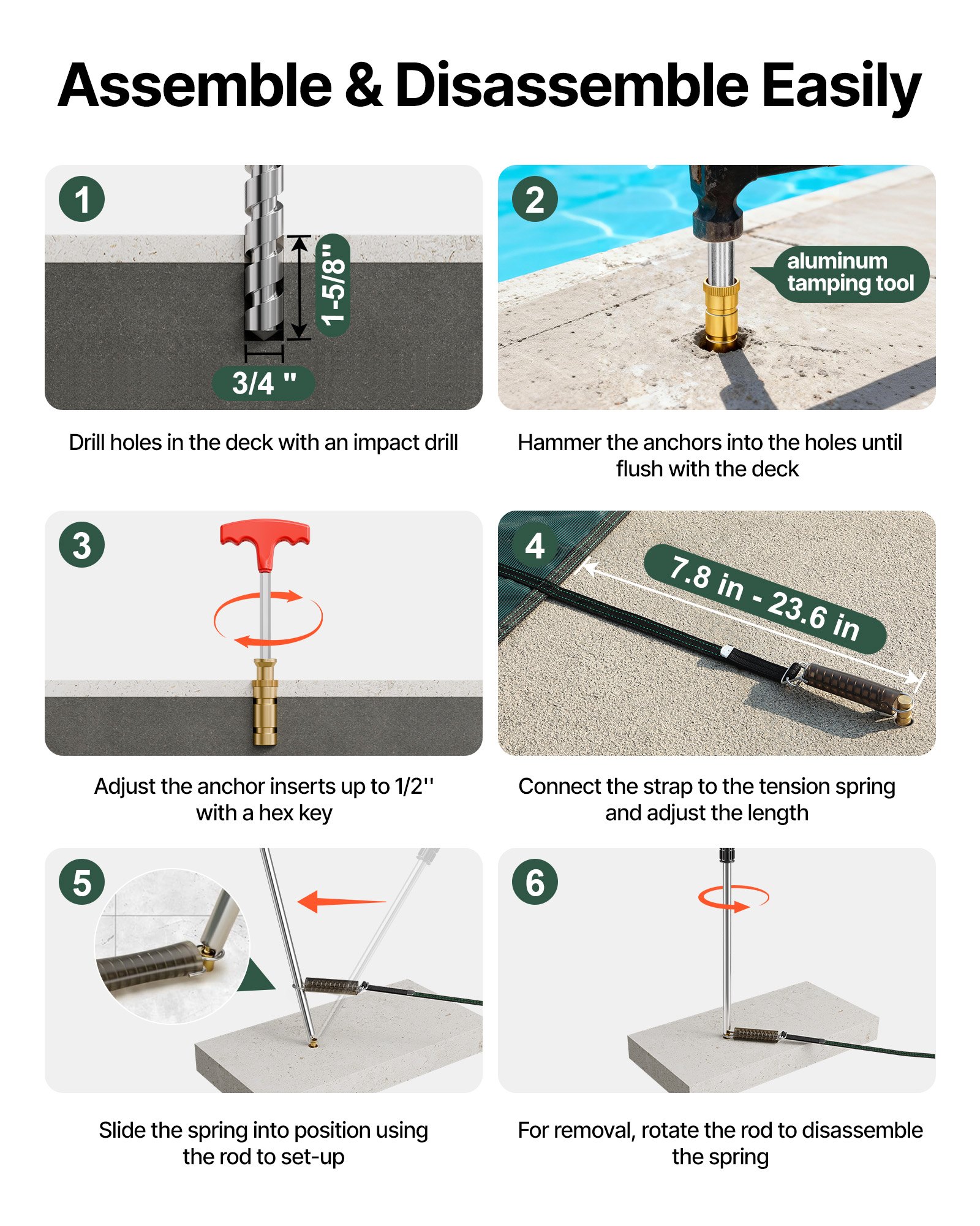 VEVOR Poolabdeckung 5,49x10,36m Passend für Schwimmbeckengröße 14,88x9,75m Schwimmbadabdeckung aus PP Sicherheitsabdeckung Winterabdeckplane Ideal für Schwimmbäder zu Hause im Garten oder Hotel