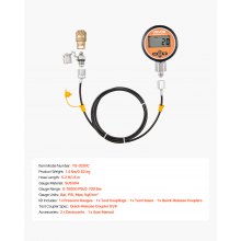 VEVOR digitales Hydraulikdruck Testkupplungsset, 10000 PSI Druckmessgerät Manometer Tester mit 1 Manometer & 1 Testkupplung & 1 Schnellkupplung & 1 Schlauch für Bagger Baumaschinen