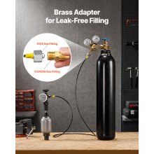 VEVOR Hydraulisches Stickstoffspeicher-Ladeset, Stickstofffüllset, Druckprüfsystem mit 3 Messgeräten (1500, 4000, 6000 PSI), 6 Adapterkupplungen, 1 Gasschlauch, 1 Ventil, 1 CGA580-Adapter