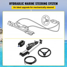 VEVOR Hydraulisches Bootslenkungsset, hydraulische 300-PS-Lenkpumpe, Lenkzylinder aus Aluminiumlegierung, 13,5-Zoll-Lenkrad mit 10-Zoll-Hydraulik-Lenkschlauch für Bootslenksystem