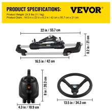 VEVOR Hydraulisches Bootslenkungsset, 300 PS, hydraulisches Lenkungsset, Steuerpumpe, Zylinder, Rad, 18 Fuß Schlauch, hydraulisches Lenkungsdichtungsset, korrosionsbeständiges Bootslenksystem, Marine-