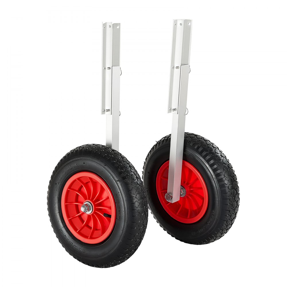 VEVOR Boat Launching Wheels, 136.1 kg Load Capacity, 381 mm Aluminium Alloy Transom Wheel with Inflatable Rubber Tires, Folding Launch Wheels with 4 Quick Release Pin, Fit 4.5m Inflatable Fishing Boat