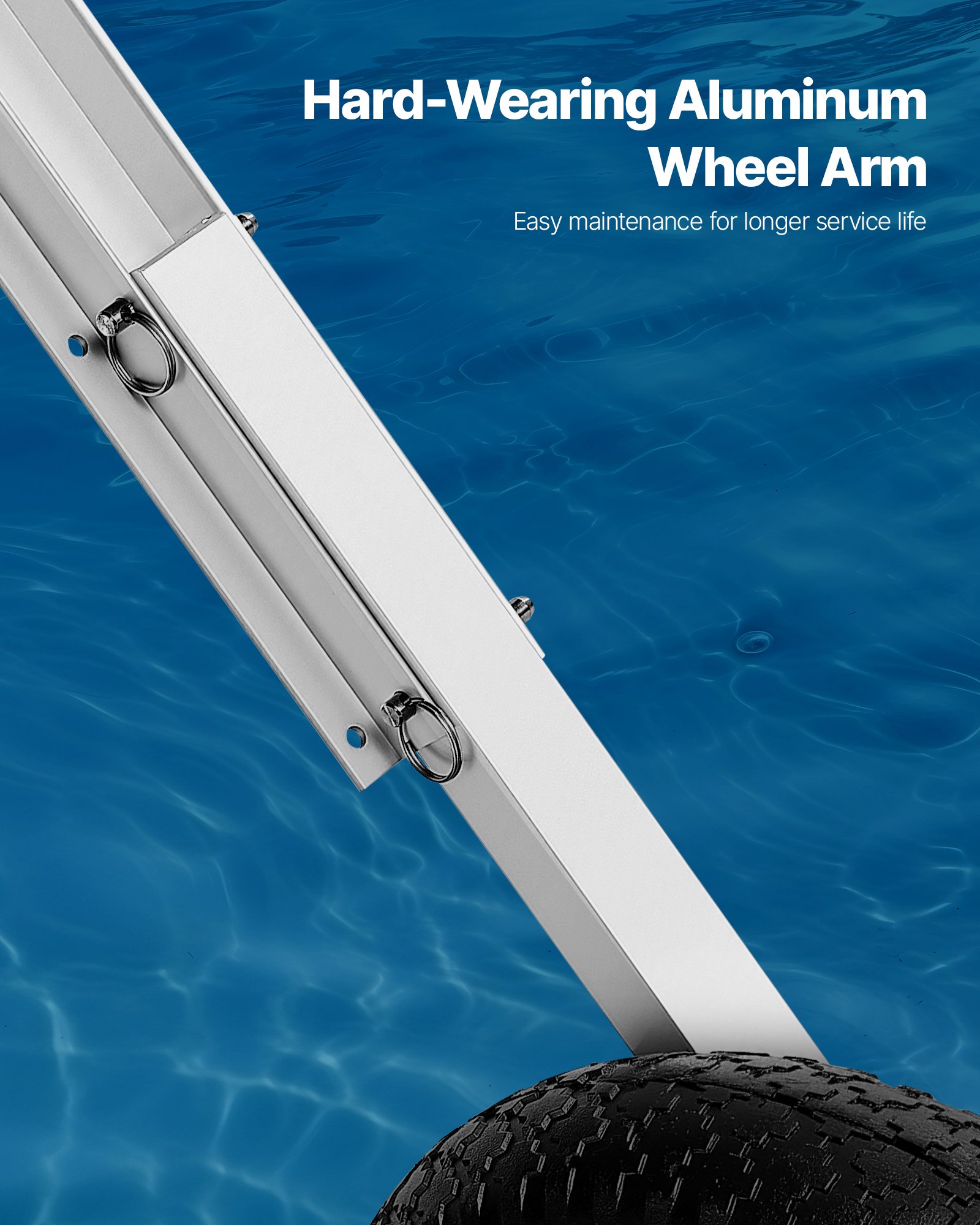 VEVOR Boat Launching Wheels, 136.1 kg Load Capacity, 381 mm Aluminium Alloy Transom Wheel with Inflatable Rubber Tires, Folding Launch Wheels with 4 Quick Release Pin, Fit 4.5m Inflatable Fishing Boat