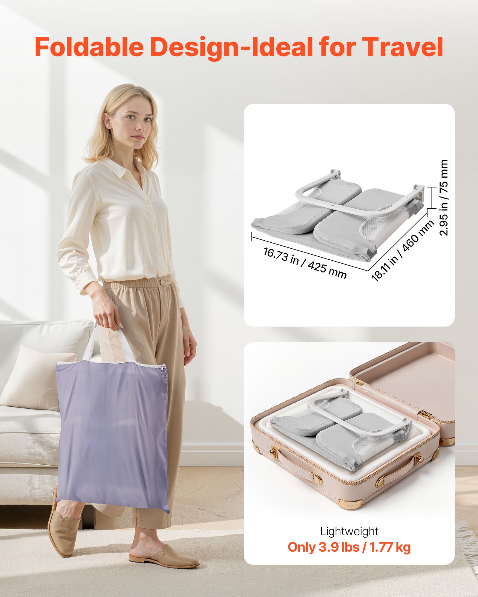 VEVOR Bettgitter, Bettschutzgitter mit verstärktem Eisenrohr und Oxford-Stoff, 45-67 cm höhenverstellbares Kinderbettgitter, Kinderbettschutzgitter, Rausfallschutz für Kinderbett, Etagenbett