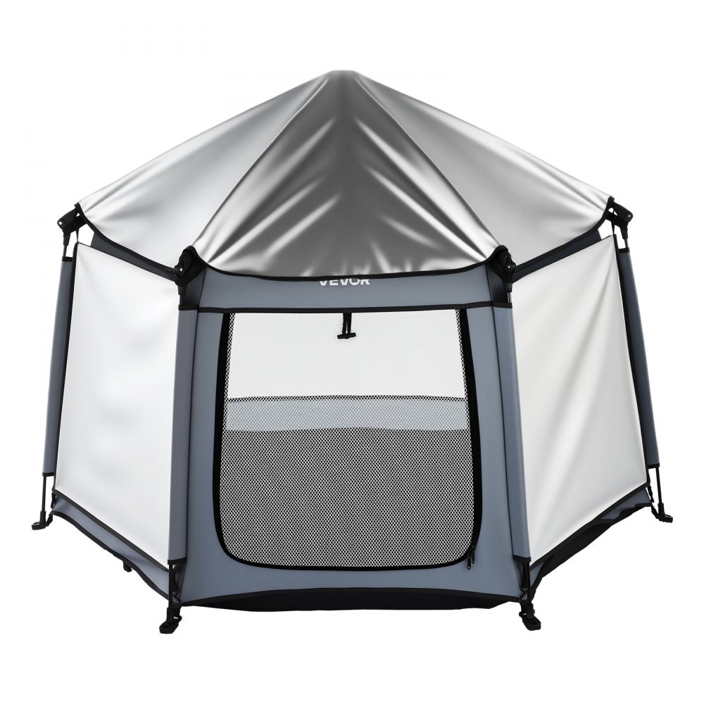 VEVOR Baby Laufgitter 150x150x106 cm, Laufstall für Kleinkinder mit Baldachin, Spielstall, tragbarer Spielplatz mit LSF 50+ Sonnenschutz & Reisetasche für Zuhause, Park, Strand, faltbar & leicht