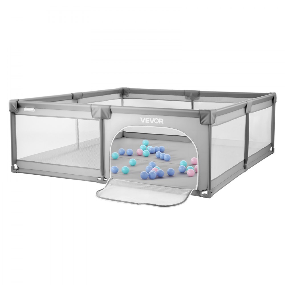 VEVOR Baby-Laufstall, 200x149 cm, Spielstall für Kinder, Zaun-Spielplatz für drinnen & draußen mit 50 Ozeanbällen, Tür mit Reißverschluss & atmungsaktivem Netz, Sicherheits-Aktivitätszentrum
