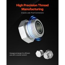 VEVOR 64-teiliges DIN-Hydraulikfitting-Set verzinkte Kappen Steckern Adapter-Set