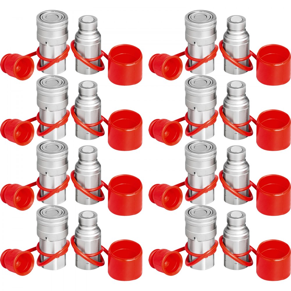 VEVOR Kompaktlader-Hydraulik-Schnellkupplung, 1/2-Zoll-Körper, Hydraulikkupplung, 1/2-Zoll-NPT-Hydraulikkupplung, Schnellkupplung, 8 Paar, hydraulische Schnellkupplung, 27,6 MPa (ISO 16028) (8 Paare)