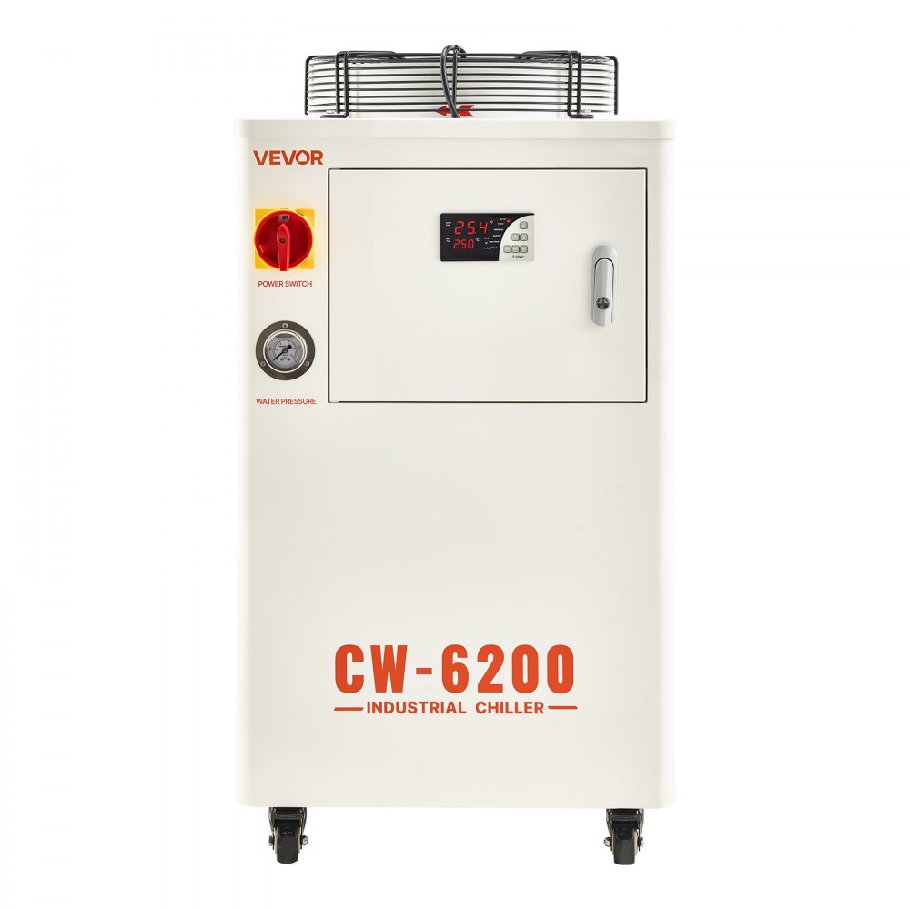 VEVOR Industrieller Wasserkühler, 5 kW, Wasserkühlsystem mit Kompressor, 15 L Tankinhalt, max. Durchflussrate 70 L/min, Industrial Water Chiller für CO2-Laser-Röhrengravur- & Schneidemaschinen
