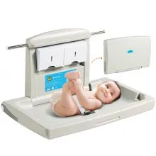 VEVOR Wickelkombi Wandmontierte Wickelkommode, Abnehmbarer Wickeltisch Wickelwagen, Grau Wickeltisch mit Wickelauflage, Sicherheitsgurt, Platzsparend & Stabil, Wickelregal 20 kg Tragfähigkeit Baby