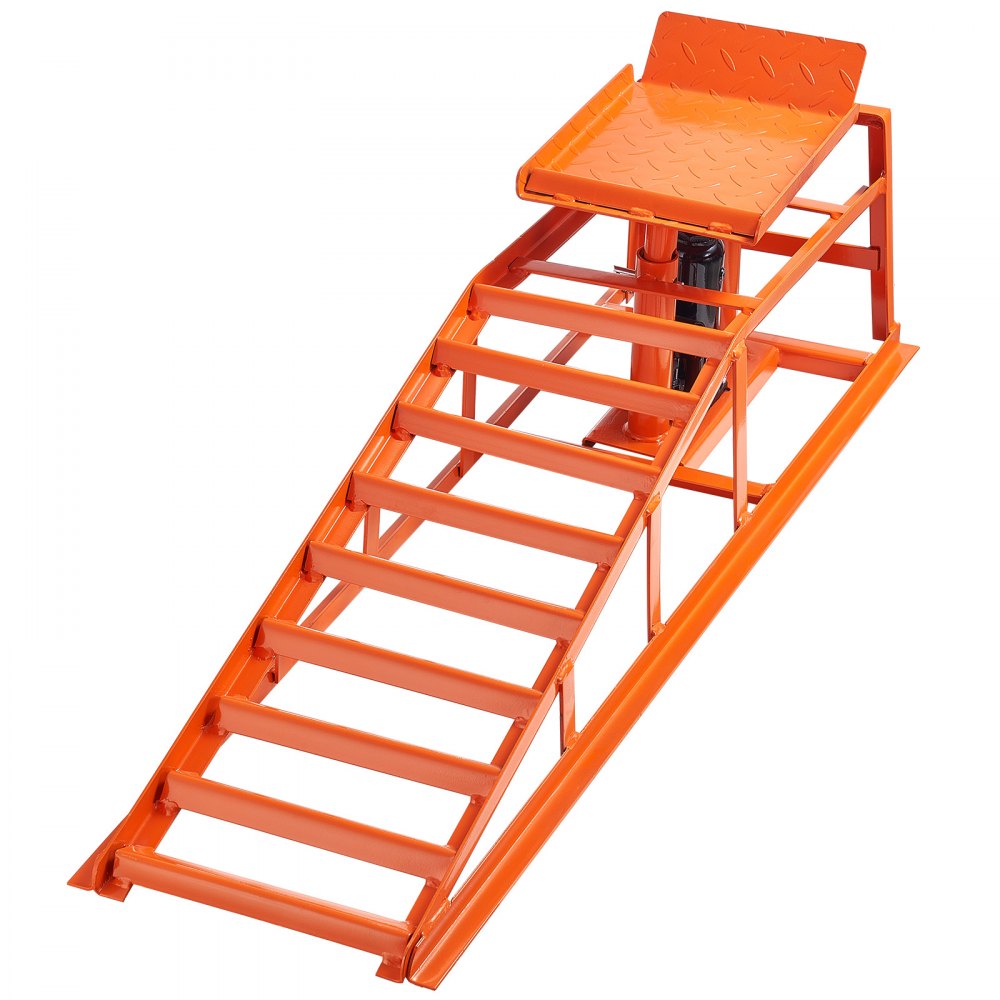 VEVOR hydraulische Autorampen Auffahrrampen 2 Stk. 27-36 cm Hubhöhe, tragbare Auto-Servicerampen für Wartung in der Garage & Ölwechsel & Reparatur von Lkw, 1 t (pro Rampe) belastbar Auffahrhilfe