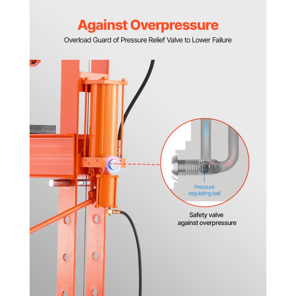 VEVOR hydraulische Werkstattpresse 20 t (H-Rahmen) mit Pressplatte, einstellbare Hydraulikpresse (Max. Zylinder 185 mm) mit Dreieckstütze, geeignet zum Biegen & Richten & Stanzen Orange