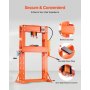 VEVOR hydraulische Werkstattpresse 20 t (H-Rahmen) mit Pressplatte, einstellbare Hydraulikpresse (Max. Zylinder 185 mm) mit Dreieckstütze, geeignet zum Biegen & Richten & Stanzen Orange