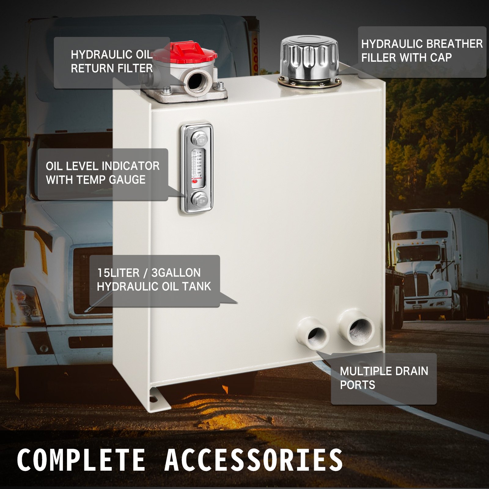 Hydrauliköltank Kraftstofftank 15 L Hydraulikbehälter Mit Thermometer Und Sieb