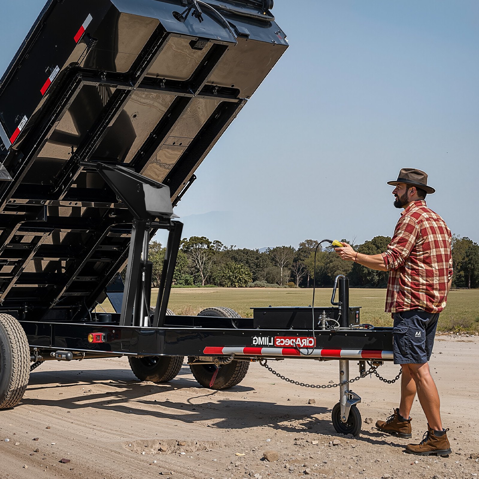 VEVOR Hydraulisches Kipplift Kit 10 t Kippanhänger Hydraulisches Scherenhebe-Kit Standard-Kit, Kippbett-Kit mit 12-V-Hydraulikpumpeneinheit geeignet für Kippanhänger mit Scherenhebebühne