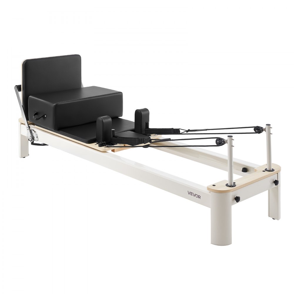 VEVOR Pilates Reformer Gerät mit Aluminiumrahmen 181 kg 2350 x 690 x 945 mm Ideal für Home-Gyms und Studios, mit Leisem Schlittenlauf, Verstellbarer Kopfstütze, Pilates-Box, Jumpboard und Fußschlaufen