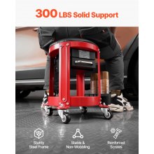 VEVOR Rollbarer Mechanikerhocker Verstellbarer Garagensitz mit Stauraum 136kg