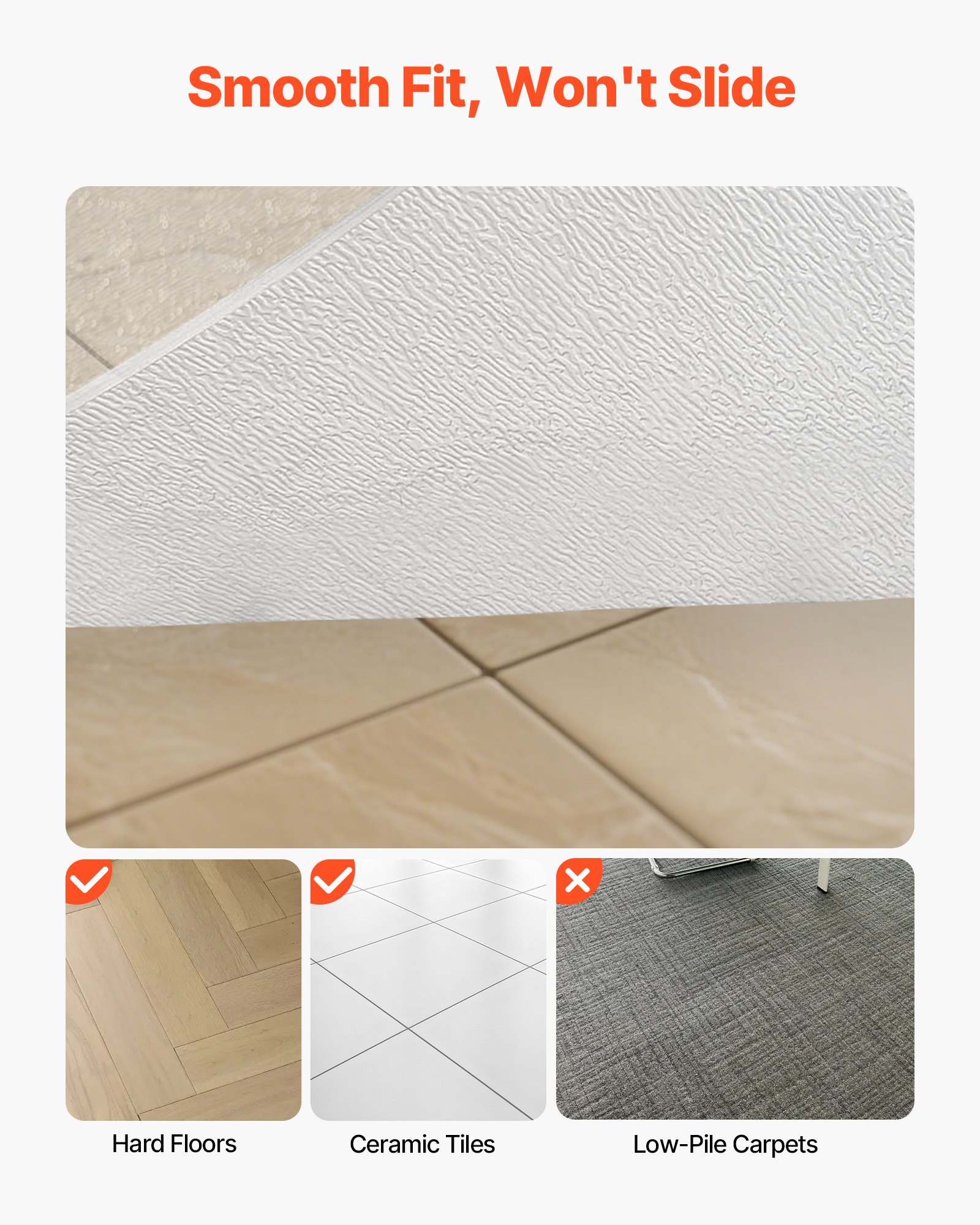 VEVOR Stuhlmatte Bodenschutzmatte (1215 x 765 mm) Bürostuhlmatte für Hartböden, Stuhlteppich aus PVC für Rollstuhl, sanftes Gleiten unter dem Schreibtischteppich für Heimbüro (rechteckig)