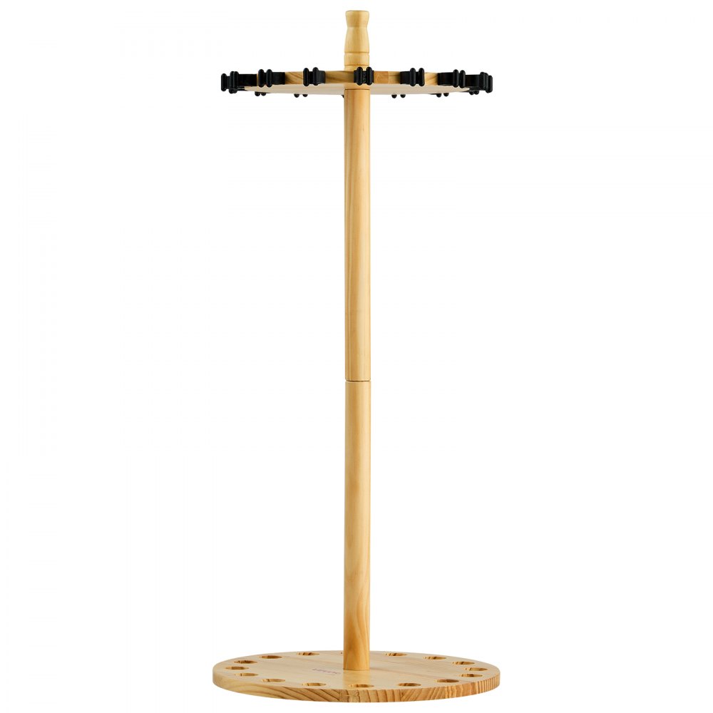 VEVOR Angelrutenhalter für 16 Angelruten, 360° drehbarer Rutenständer (rund) aus Holz für die Organisation und Lagerung, platzsparende Bodenständer Angelausrüstung, Geschenke für Angelfreunde