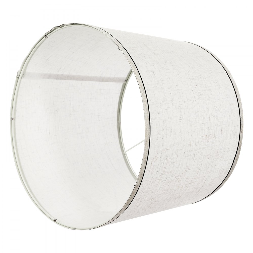 VEVOR Lampenschirm Trommel 290 x 320 x 245 mm (oben x unter x hoch), 2 Ersatzschirme aus Leinen + PVC Lampenschirm mit Harfe für Tischlampen Pendelleuchten (helles Leinen mit schwarzem Rand)