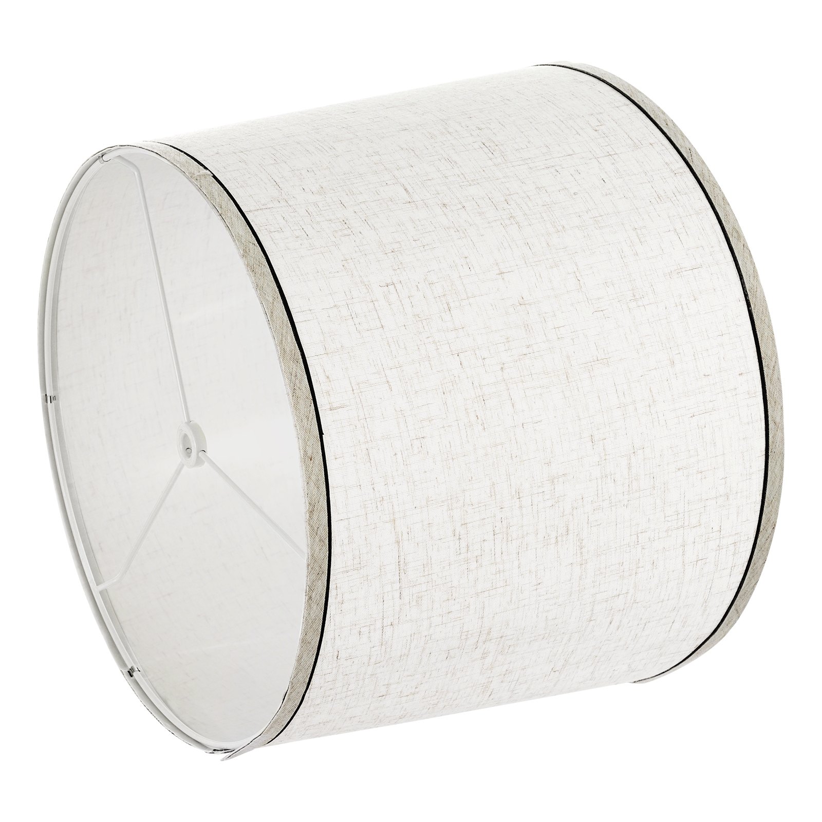 VEVOR Lampenschirm Trommel 290 x 320 x 245 mm (oben x unter x hoch), 2 Ersatzschirme aus Leinen + PVC Lampenschirm mit Harfe für Tischlampen Pendelleuchten (helles Leinen mit schwarzem Rand)