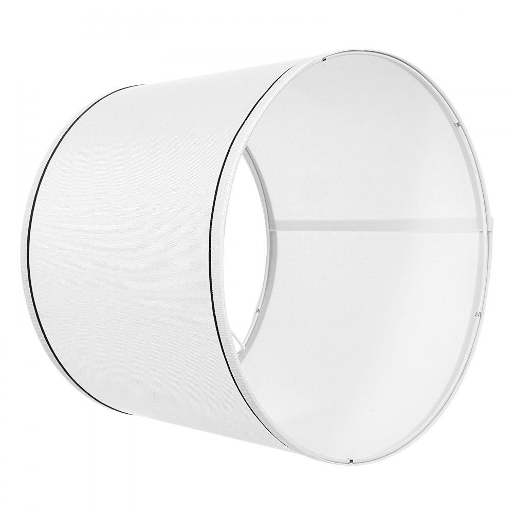VEVOR Lampenschirm Trommel 290 x 320 x 245 mm (oben x unter x hoch), 2 mittelgroße Ersatzschirme aus Leinen + PVC, Lampenschirm mit Harfe für Tischlampen Stehlampen (weiß mit schwarzem Rand)