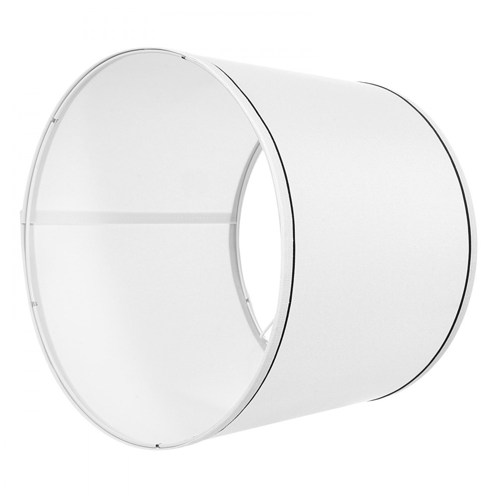 VEVOR Lampshade Drum 290 x 320 x 245 mm (top x bottom x height), 2 medium-sized replacement shades made of linen + PVC, lampshade with harp for table lamps and floor lamps (white with black rim)