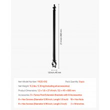 VEVOR Übersteigschutz Zaunerhöhung, 9 Pack, 695 mm Stacheldrahtabweiser für 3,3-3,8 mm Zaunoberseite, Ω-Halterung, Stacheldrahthalter zum Schutz der Privatsphäre in Hof, Bauernhof oder Garten