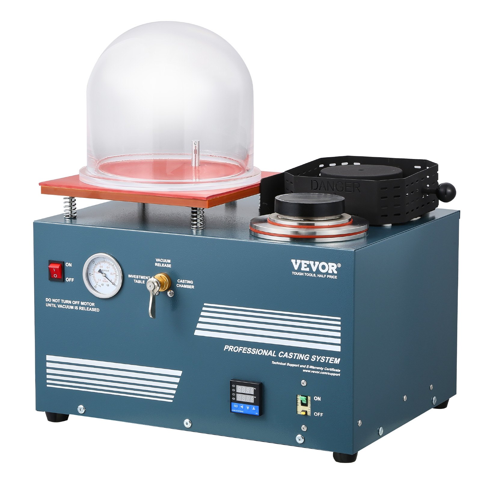 VEVOR Vakuum-Einbettgussmaschine 2 L mit Schmelzofen & praktischer Öleinspritzöffnung, Metallschmuckgusswerkzeug Vakuumgussmaschine zum Gießen von Schmuck und Schmelzen von Schrott Silber Gold Kupfer