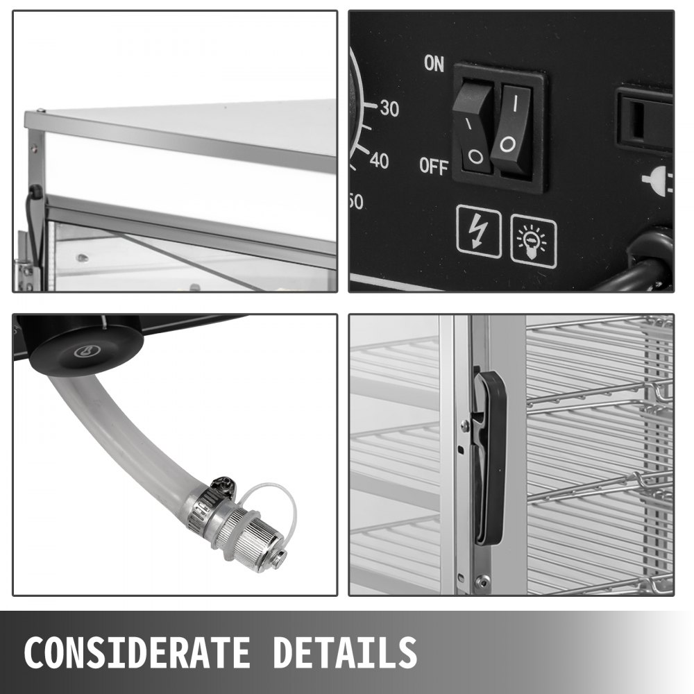 VEVOR Brötchendämpfer 5-Lagen, Dampfgarer 900 W, Kommerzieller Dampfkocher 380 x 400 x 745 mm, Schaukasten-Brötchen-Dampfer 30-110 °C, Elektrischer Speisenwärmer mit 2 Essenszangen und Griff