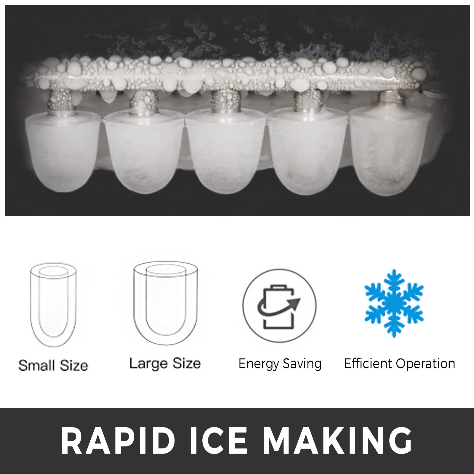 3 In 1 Eiswürfelmaschine Eiswürfelbereiter 12kg/24h Eislöffel 1 Kg Eisvorrat Bar