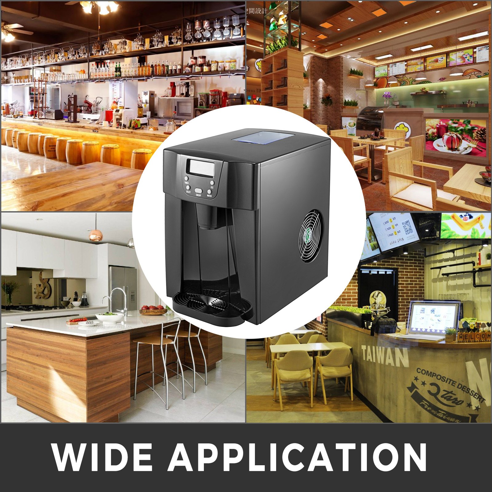 3 In 1 Eiswürfelmaschine Eiswürfelbereiter 12kg/24h Eislöffel 1 Kg Eisvorrat Bar