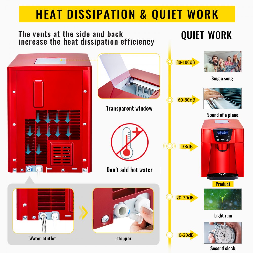 3 In 1 Eiswürfelmaschine 12kg/24h 9 Pcs Lcd Bildschirm 1 Kg Eisvorrat