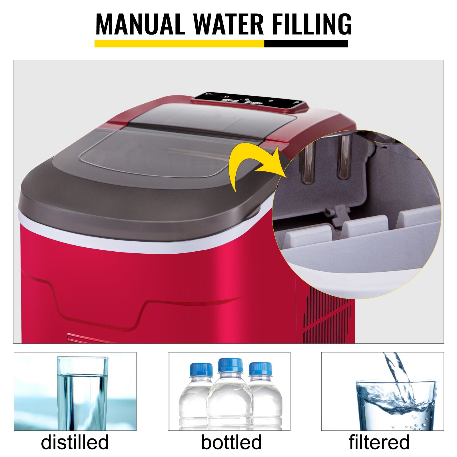 Eiswürfelmaschine Eiswürfelbereiter 2,2 L Icemaker 12kg / 24h Eiswürfel 9 Stück