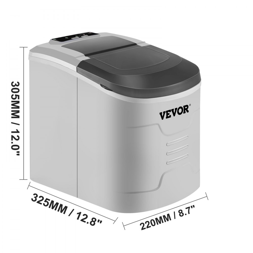 VEVOR 12kg/24h  Eiswürfelmaschine Eiswürfelbereiter  Unterstützt AutoFill Silber Ice Maker 220V Desktop Kommerzielle Eismaschine Edelstahl