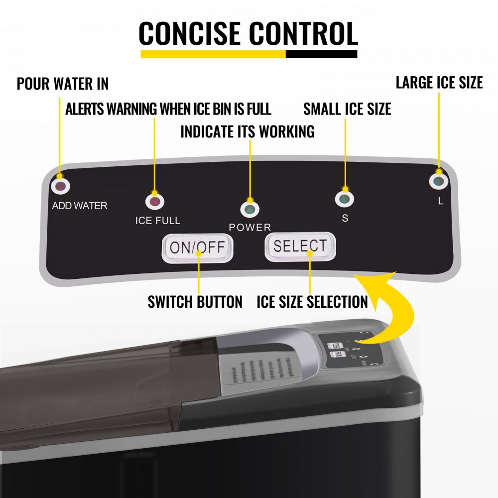 VEVOR 12kg Eiswürfelmaschine mit LCD Anzeige Eiswürfelbereiter Schwarz Kommerzielle Eismaschine Ice Maker