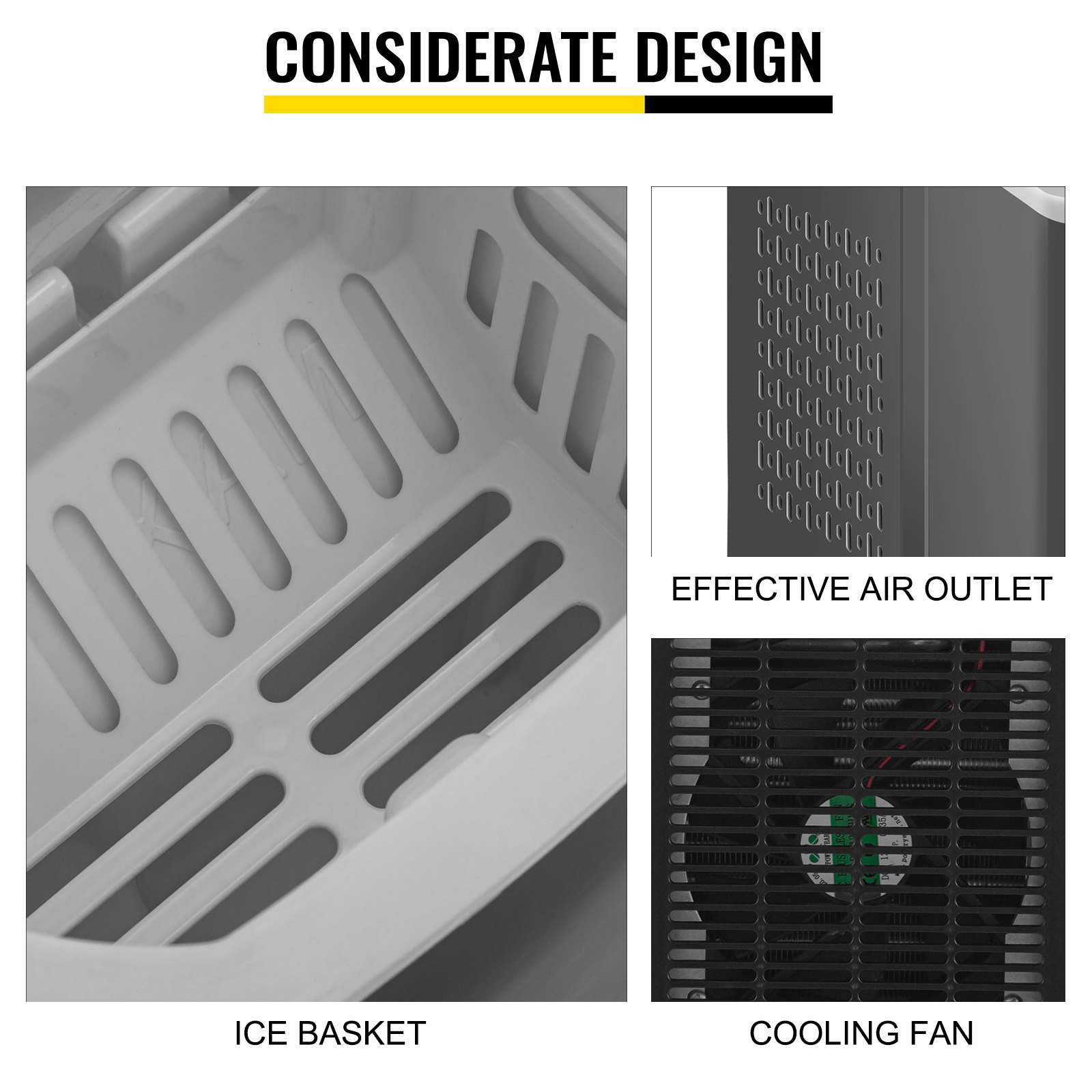 BuoQua 12kg Eiswürfelmaschine mit LCD Anzeige Eiswürfelbereiter Schwarz Kommerzielle Eismaschine Ice Maker