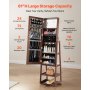 VEVOR 360° drehbarer Schmuckschrank (155 mm hoch) mit Ganzkörperspiegel mit Stauraum, Schmuckschrank-Organizer mit 2 Schlüsseln & Zubehörtaschen & Ablagefächer, Schmuckaufbewahrung