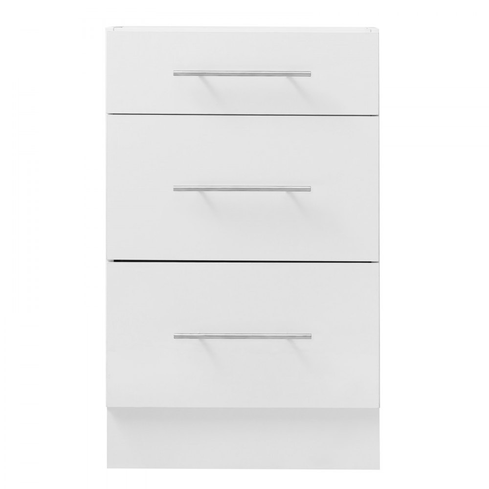 VEVOR White Shaker Base Cabinet Ready to Assemble 50cmW Unassembled Cabinet, 500x475x815 mm(W x D x H), with 3 Drawers, Soft-Close Hardware, Fine Edge Banding, for Home, Office, and Laundry Room