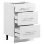 VEVOR White Shaker Base Cabinet Ready to Assemble 50cmW Unassembled Cabinet, 500x475x815 mm(W x D x H), with 3 Drawers, Soft-Close Hardware, Fine Edge Banding, for Home, Office, and Laundry Room