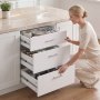 VEVOR Unterschrank 600x475x815 mm BxTxH Spanplatte Küchenunterschrank Weiß, für Waschküche und Bad, ohne Arbeitsplatte, im Shaker-Stil, mit 3 Schubladen, Soft-Close-Mechanismus und 3M-Laminierung