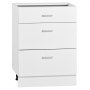 VEVOR Unterschrank 600x475x815 mm BxTxH Spanplatte Küchenunterschrank Weiß, für Waschküche und Bad, ohne Arbeitsplatte, im Shaker-Stil, mit 3 Schubladen, Soft-Close-Mechanismus und 3M-Laminierung