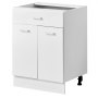 VEVOR Unterschrank 600x475x815 mm BxTxH Spanplatte Küchenunterschrank Weiß, für Waschküche & Bad, ohne Arbeitsplatte, im Shaker-Stil, mit Verstellbarem Einlegeboden, 1 Schublade, 2 Türen & Scharnieren