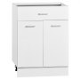 VEVOR Unterschrank 600x475x815 mm BxTxH Spanplatte Küchenunterschrank Weiß, für Waschküche & Bad, ohne Arbeitsplatte, im Shaker-Stil, mit Verstellbarem Einlegeboden, 1 Schublade, 2 Türen & Scharnieren