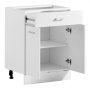 VEVOR Unterschrank 600x475x815 mm BxTxH Spanplatte Küchenunterschrank Weiß, für Waschküche & Bad, ohne Arbeitsplatte, im Shaker-Stil, mit Verstellbarem Einlegeboden, 1 Schublade, 2 Türen & Scharnieren