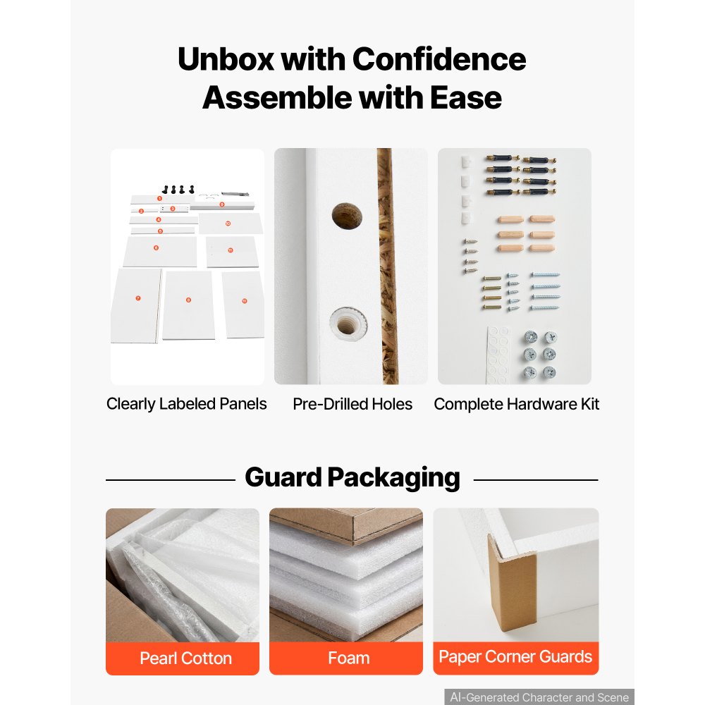 VEVOR White Shaker Base Cabinet Ready to Assemble 80cmW Unassembled Cabinet, 800x475x815 mm(W x D x H), with 2 Doors, 1 Drawers, Adjustable Shelf, Soft-Close Hardware, for Home, Office, Laundry Room