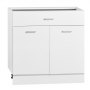 VEVOR Unterschrank 800x475x815 mm BxTxH Spanplatte Küchenunterschrank Weiß, für Waschküche & Bad, ohne Arbeitsplatte, im Shaker-Stil, mit Verstellbarem Einlegeboden, 1 Schublade, 2 Türen & Scharnieren