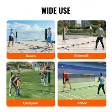 VEVOR Badmintonnetz, höhenverstellbares Volleyballnetz, 3 m breites, faltbares Pickleballnetz, tragbares, einfach aufzubauendes Tennisnetz-Set mit Stangen, Ständer und Tragetasche, für Spiele im Garte